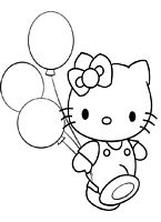 dla dziewczynek do wydruku kolorowanki hello kitty numer 21 - kotek trzyma w rączce baloniki